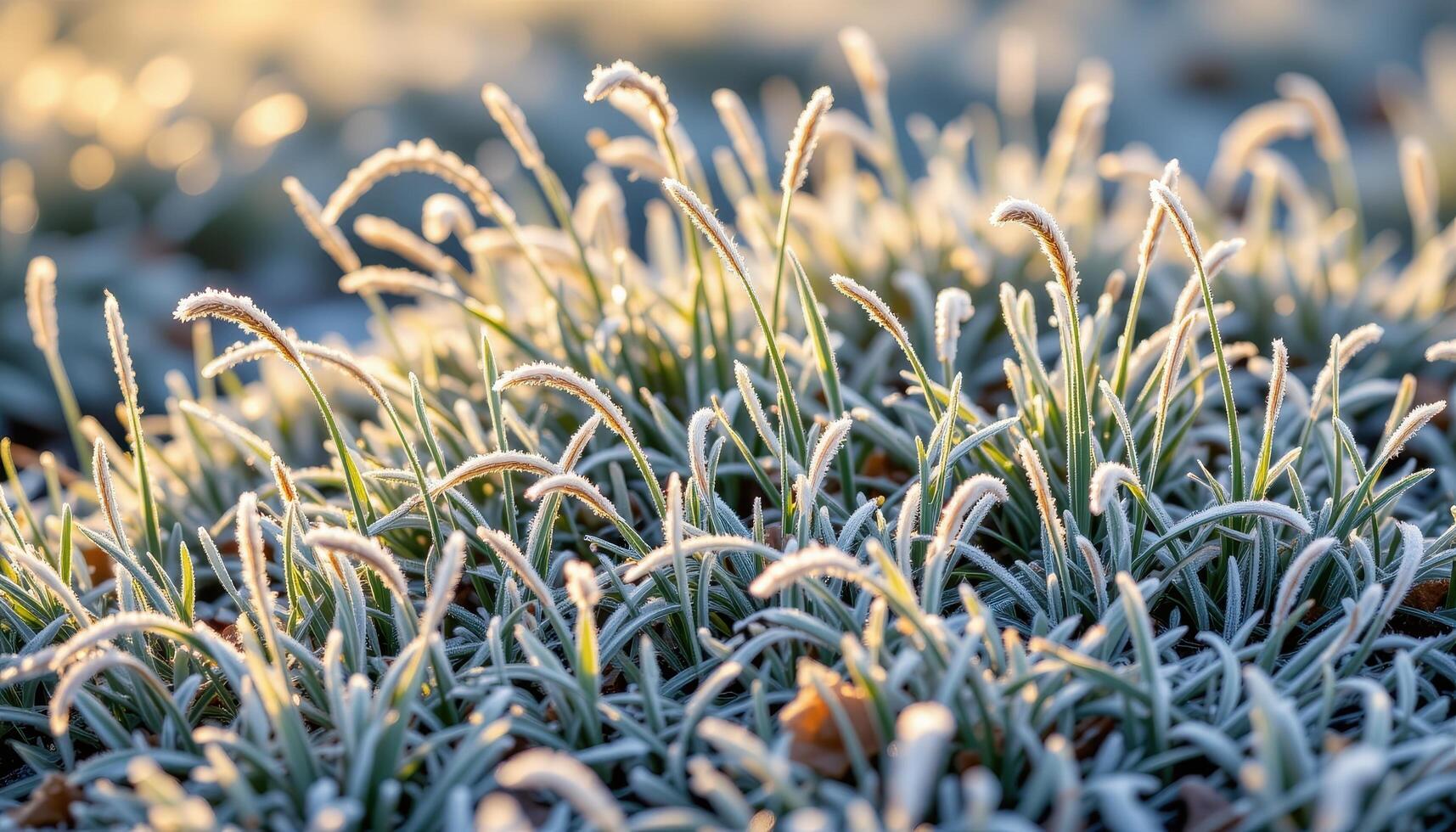 ice coated grasses shimmering in morning frost photo