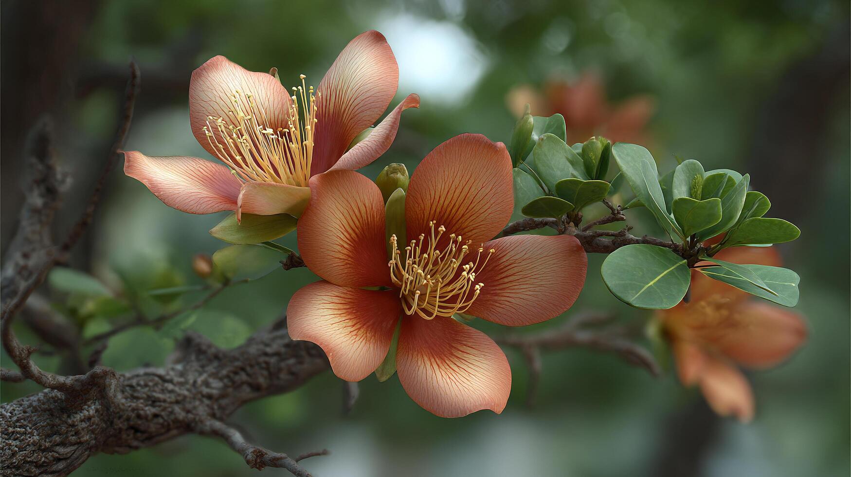 Tree flower with crisp petals and natural outdoor colors photo