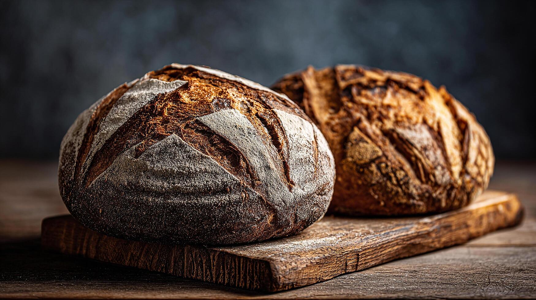 Close up photography of crispy golden crusted artisan bread photo