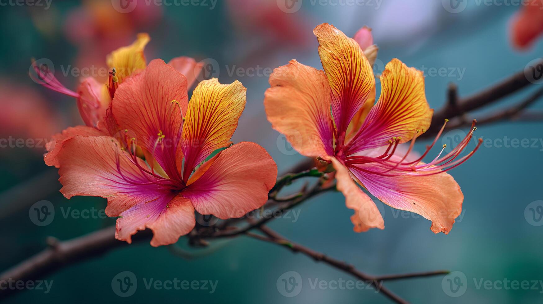 Flower captured on tree in soft sunlight photo