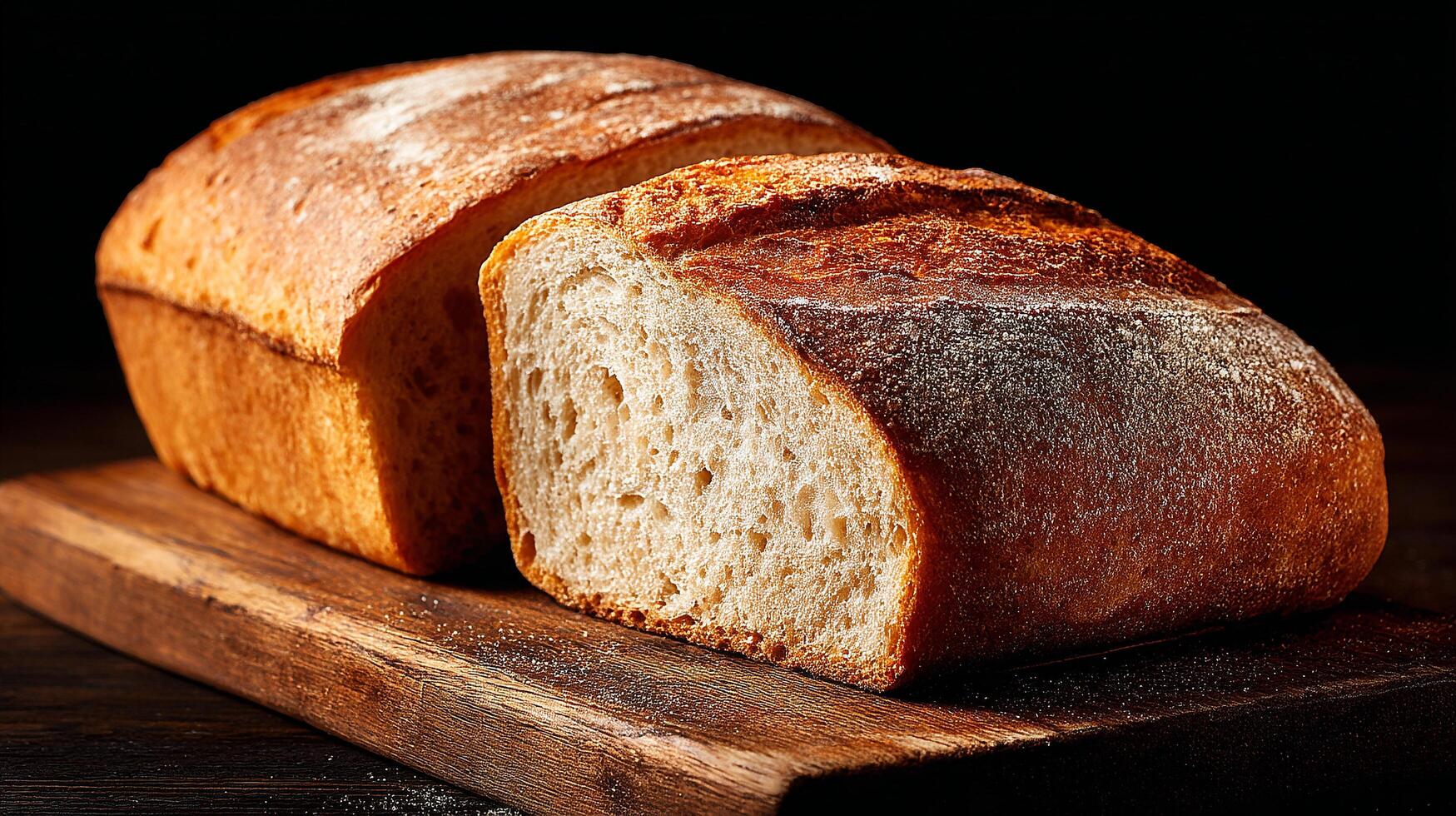 Rustic artisan bread with deep shadows photography photo