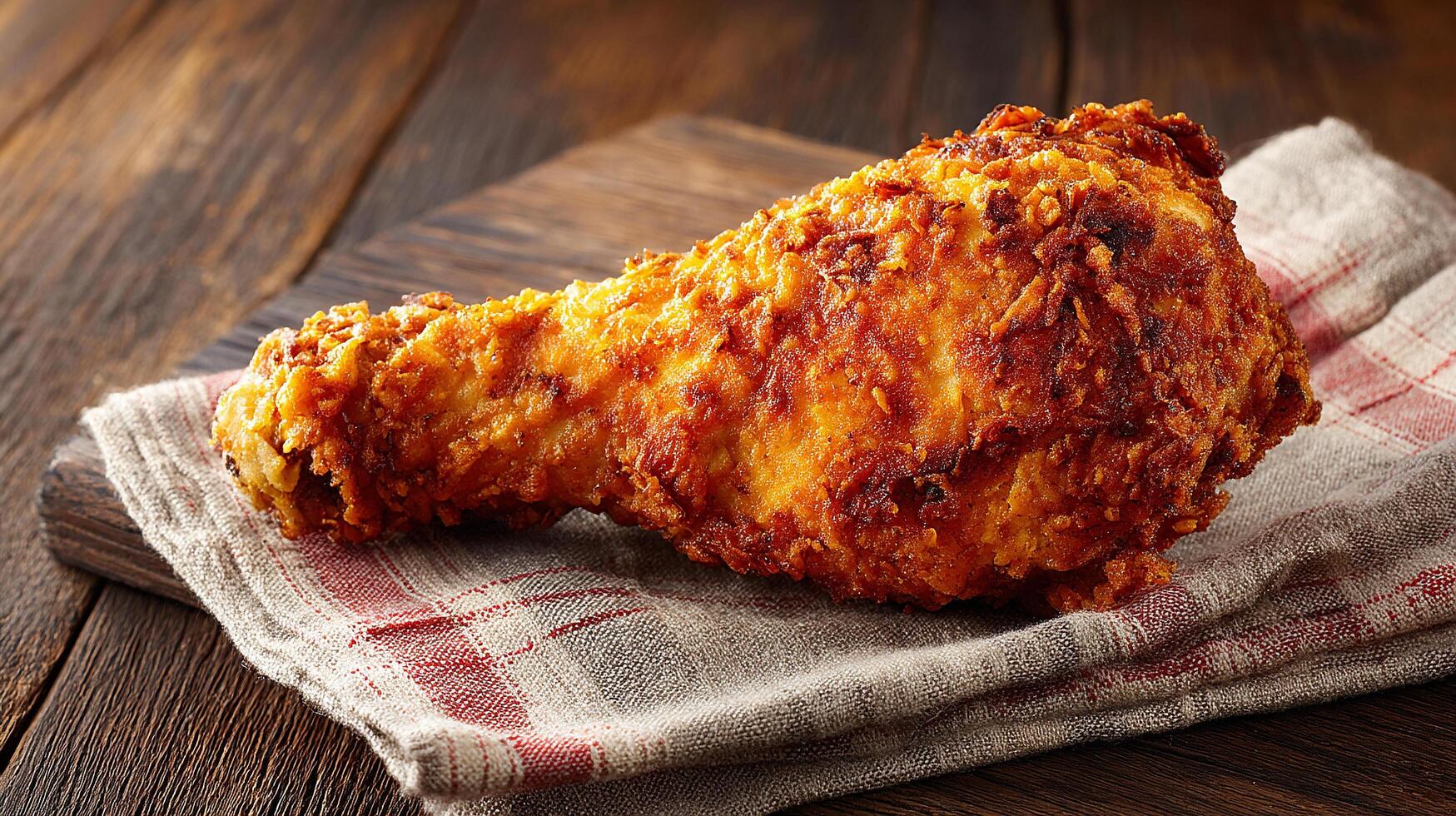 Studio grade crispy chicken photo on rustic dining plate