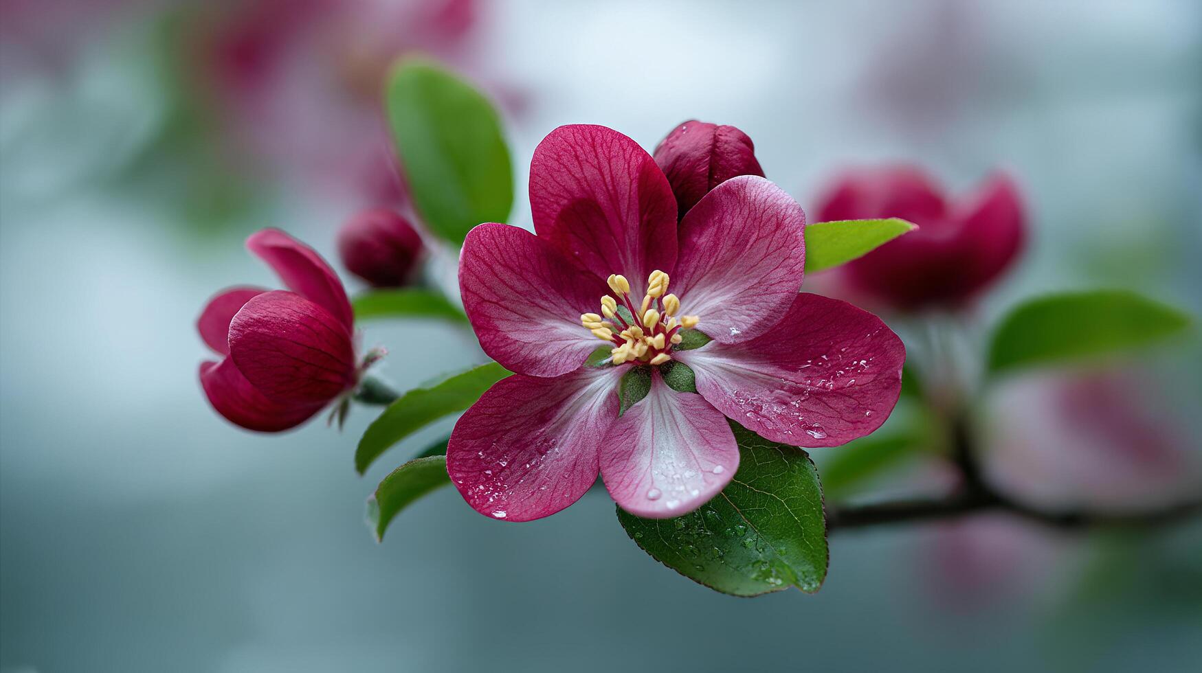 Flower photo resting peacefully on tree branch in spring bloom