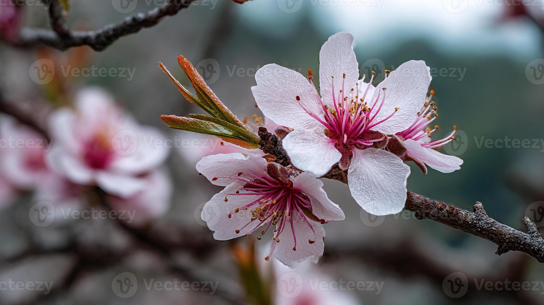 Nature inspired flower photo on branch in lifelike sharp detail