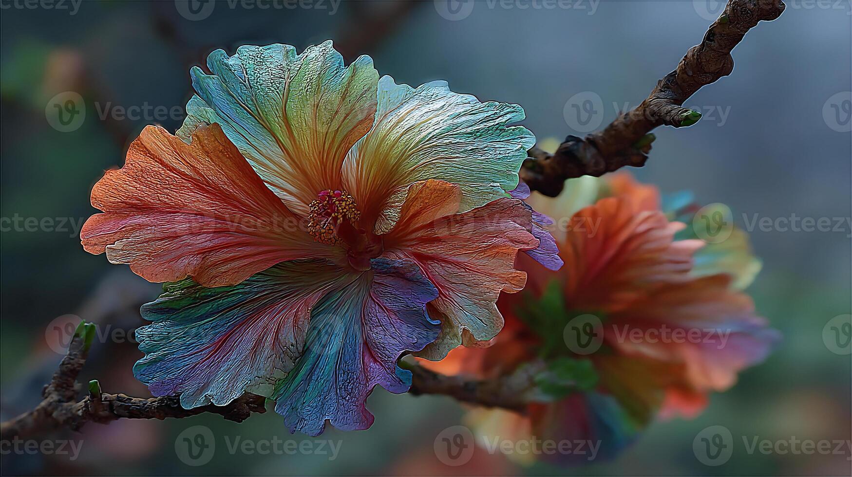 Flower glowing in sunlight with detailed petals in photography shot photo