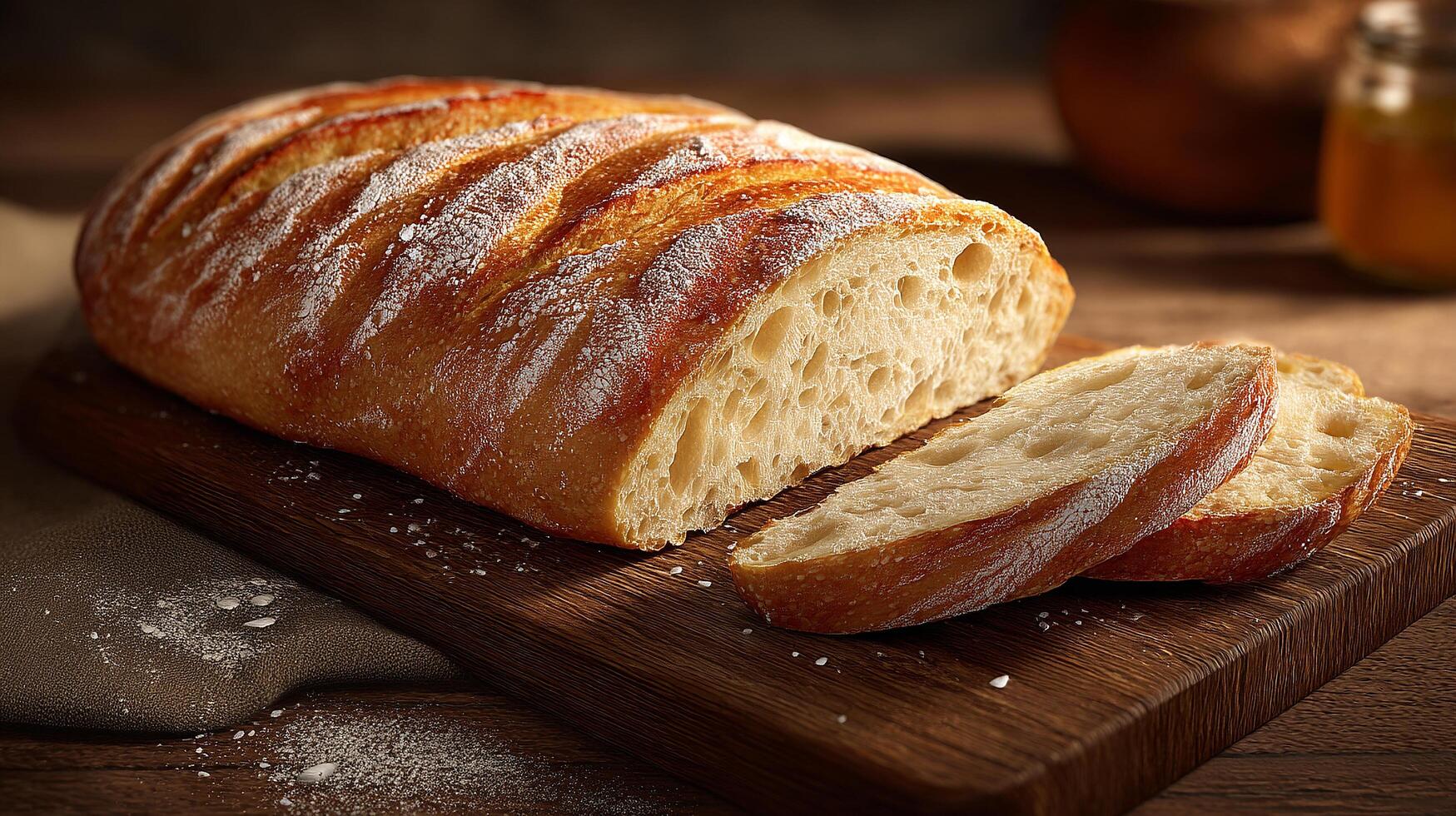 Crusty bread on board photography photo