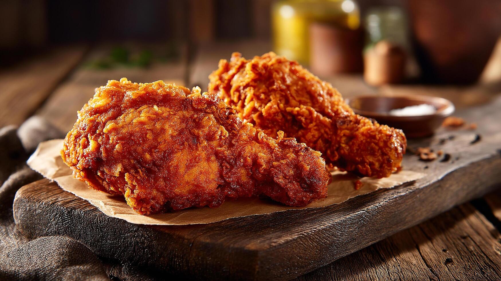 Chicken leg food photography with studio finish on wood photo