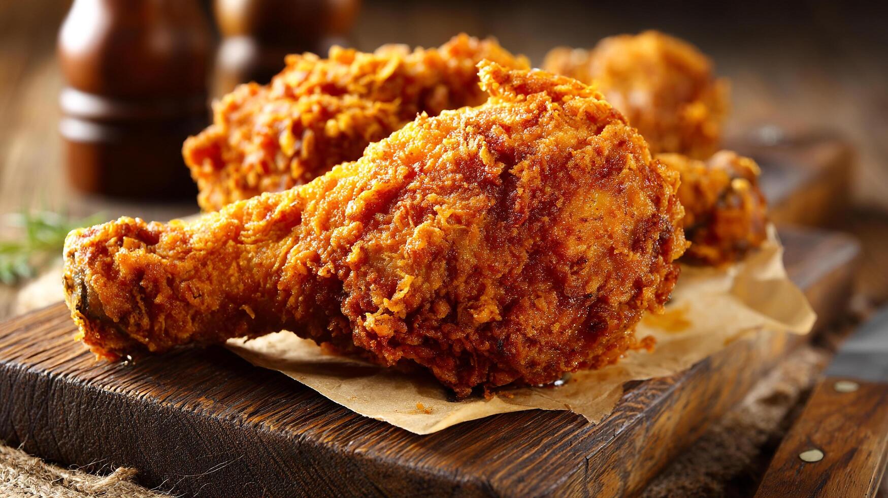Food photo of chicken leg with authentic lighting
