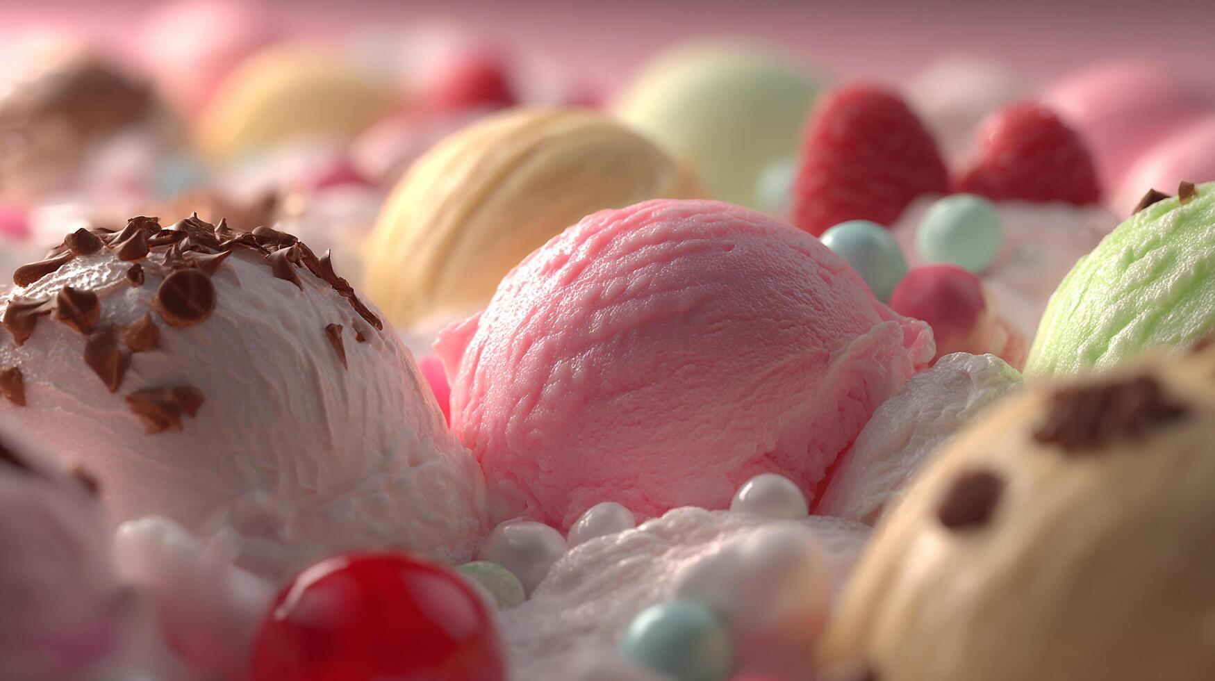 Colorful creamy treat in detailed soft focus photo