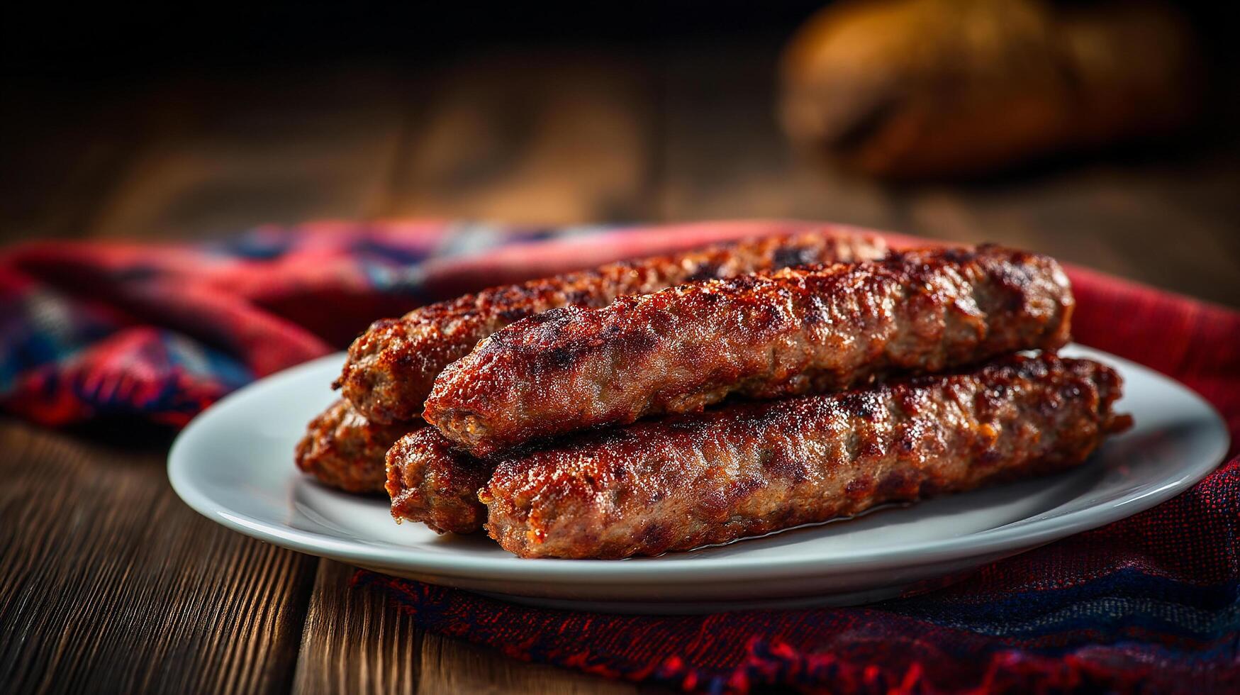 Juicy kabab served hot on white plate with fresh salad photo