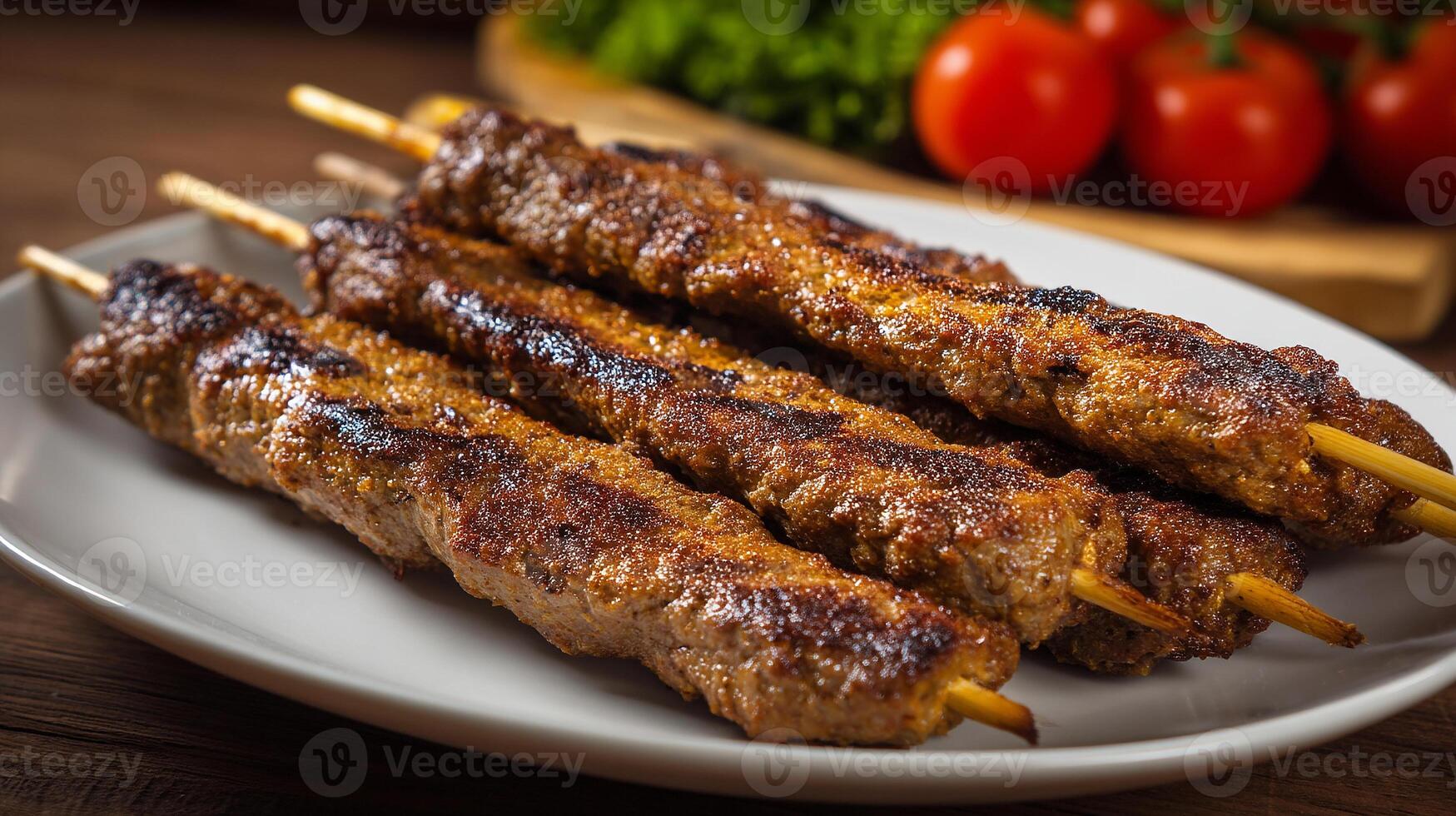 Perfectly cooked kabab with mouthwatering juicy texture photo