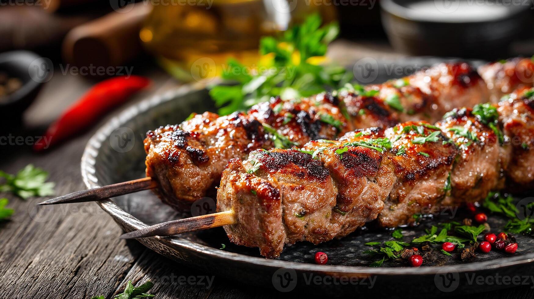 Juicy kabab with crispy outside and tender inside served photo