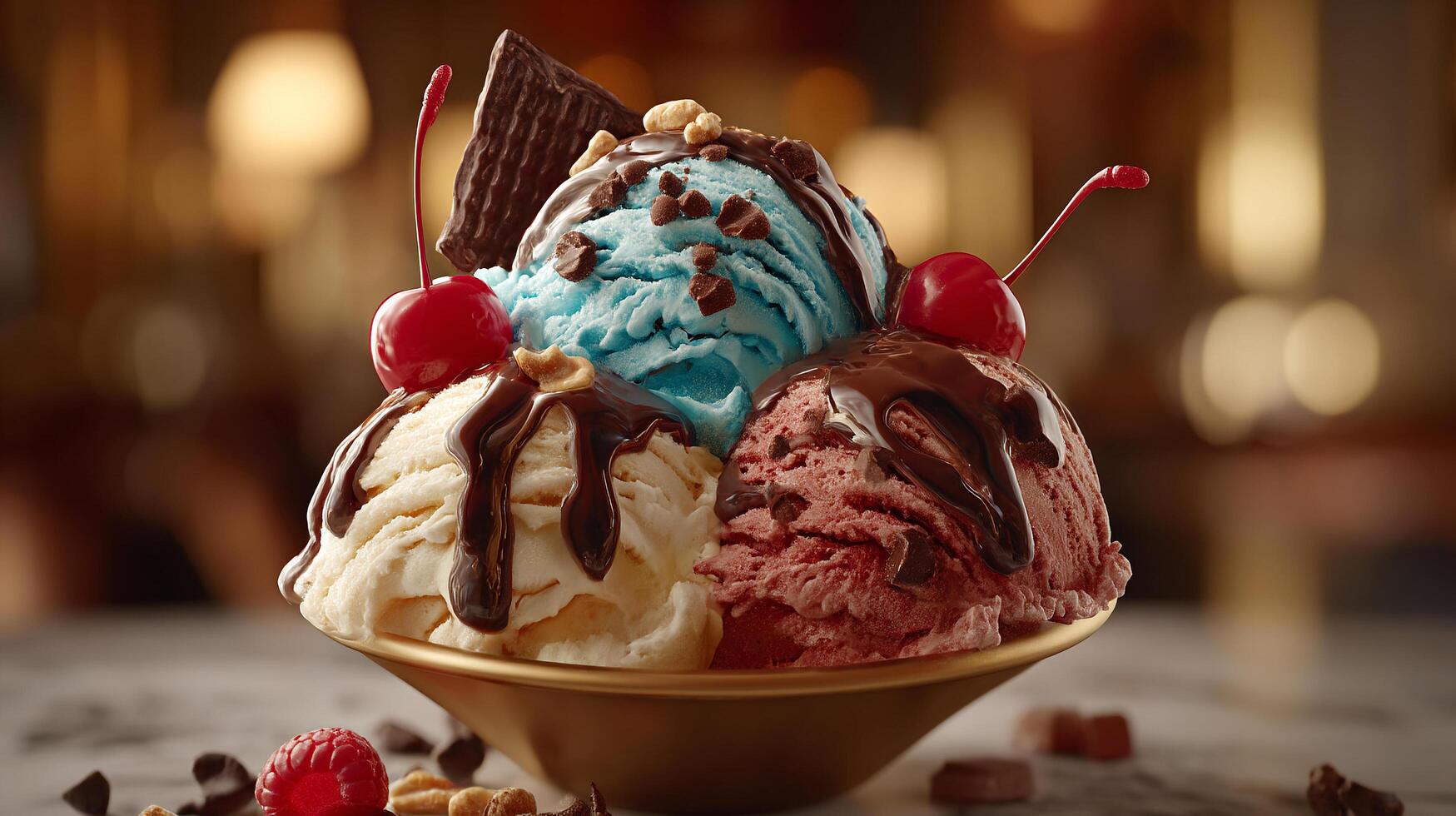 Delicious ice cream photo in photorealistic style
