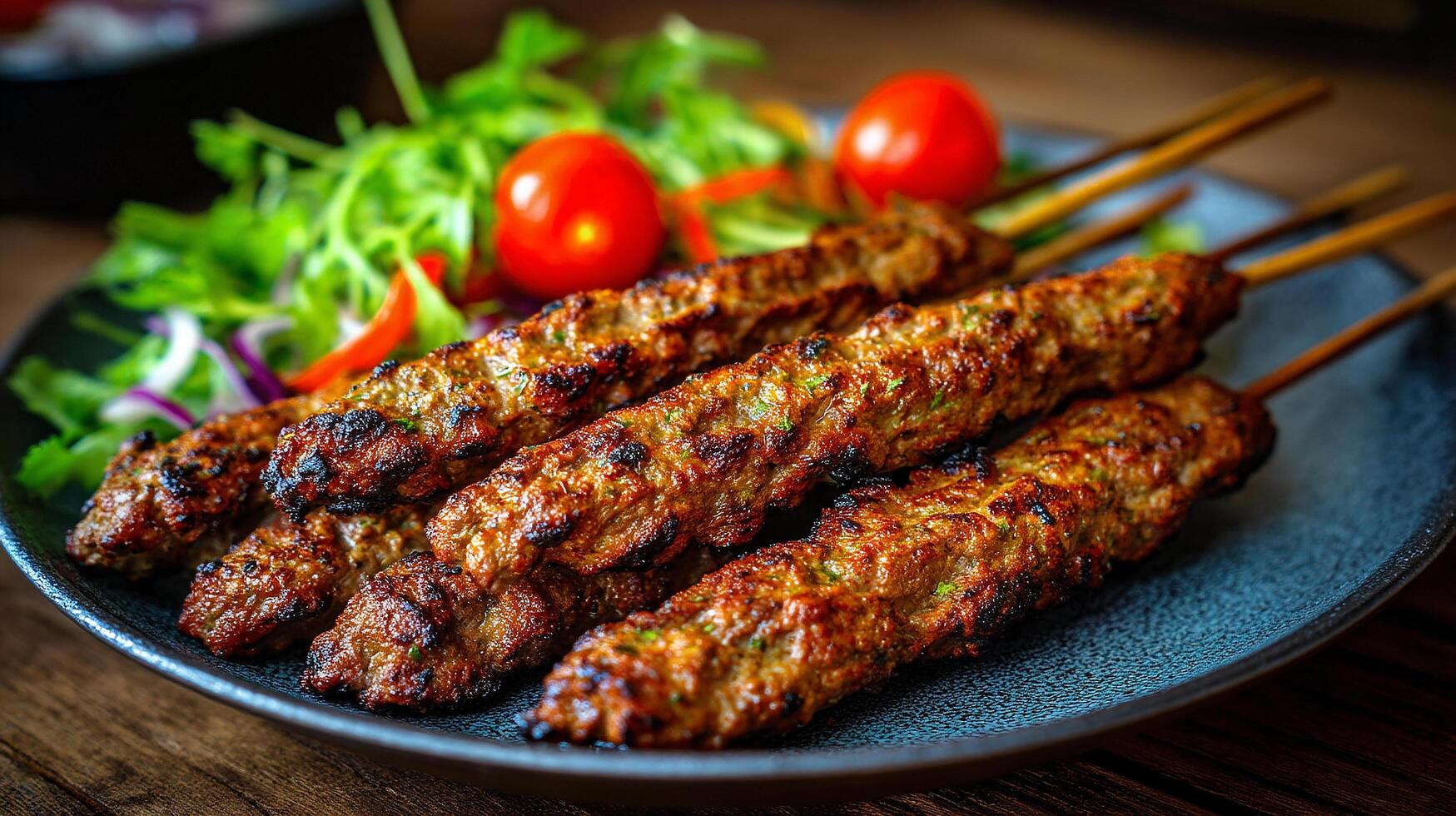Delicious kabab with crispy outside and tender inside texture photo