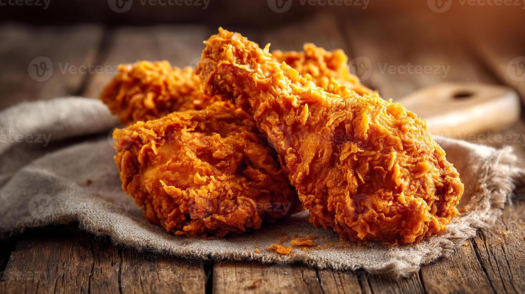 Natural wood photo of chicken leg with studio clarity
