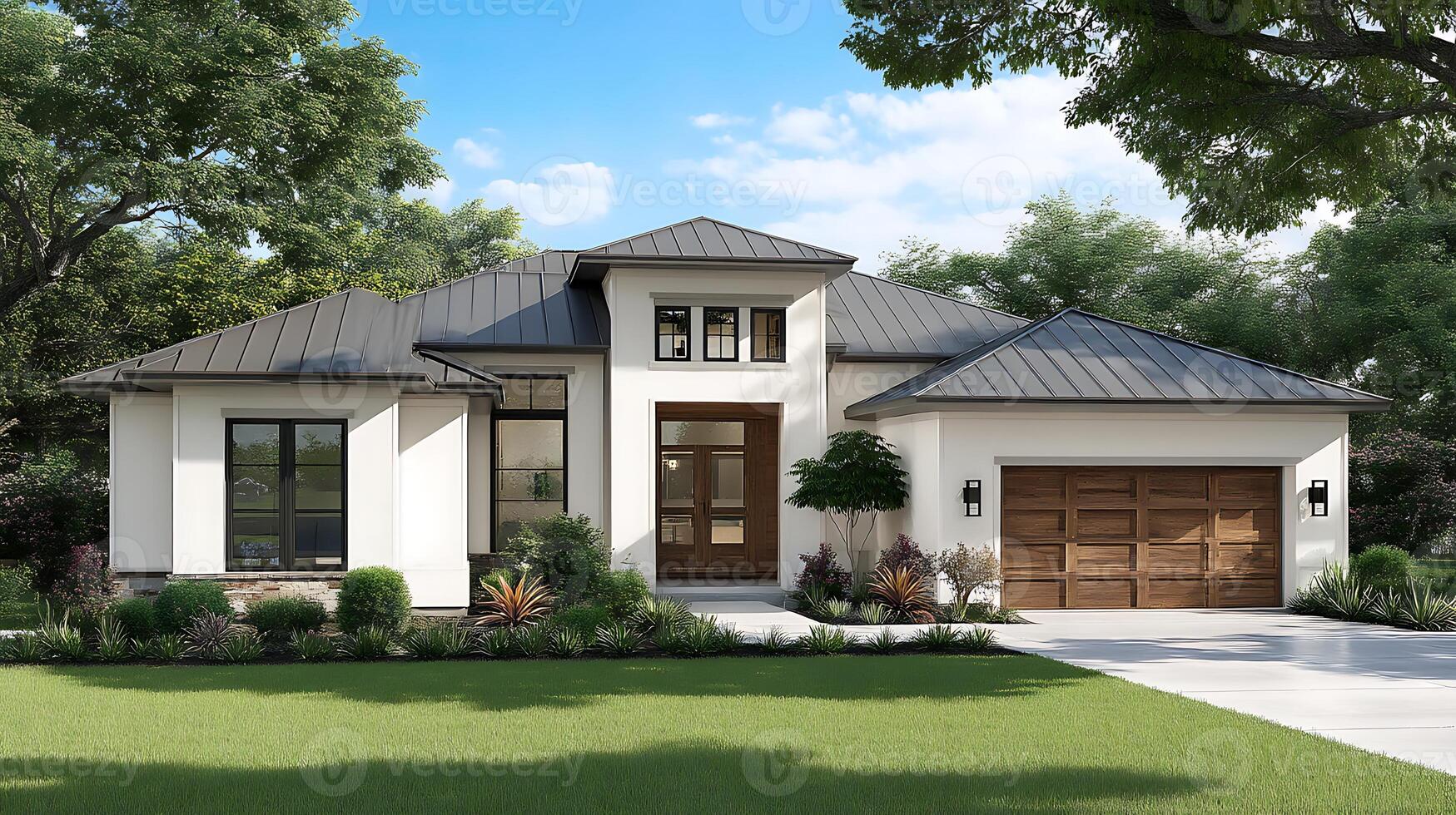 High resolution photo of residential house with modern facade