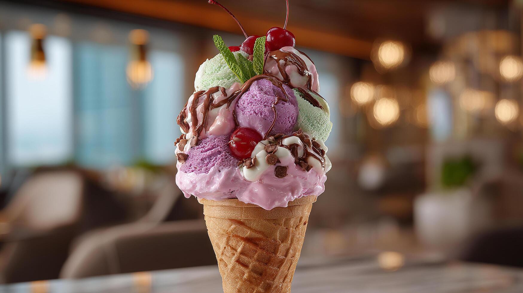 Frozen dessert photo with rich soft colorful texture