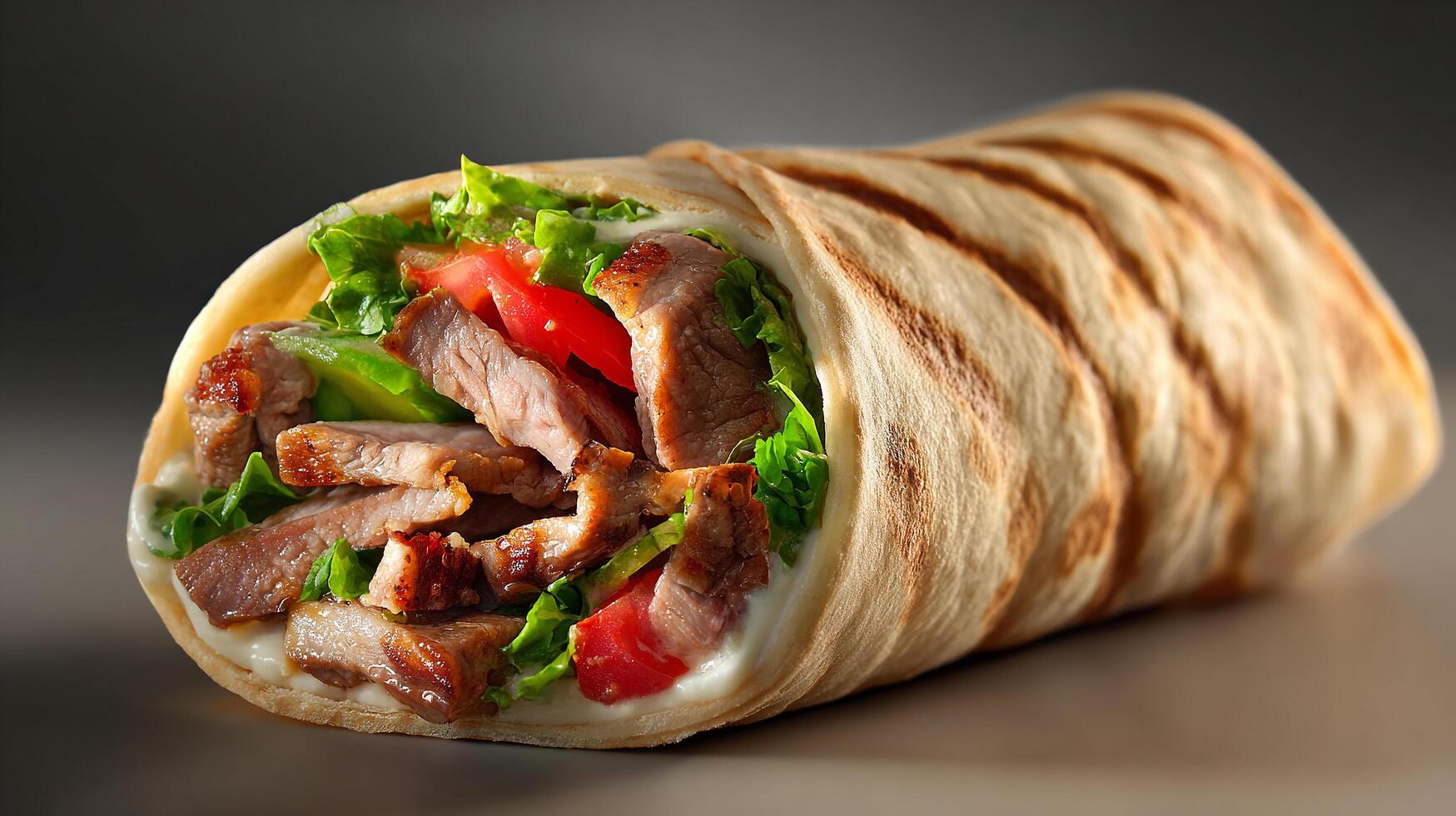 High resolution food image of shawarma wrap photo