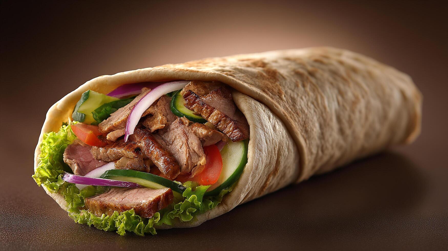 Mouthwatering shawarma photo with rich ingredients