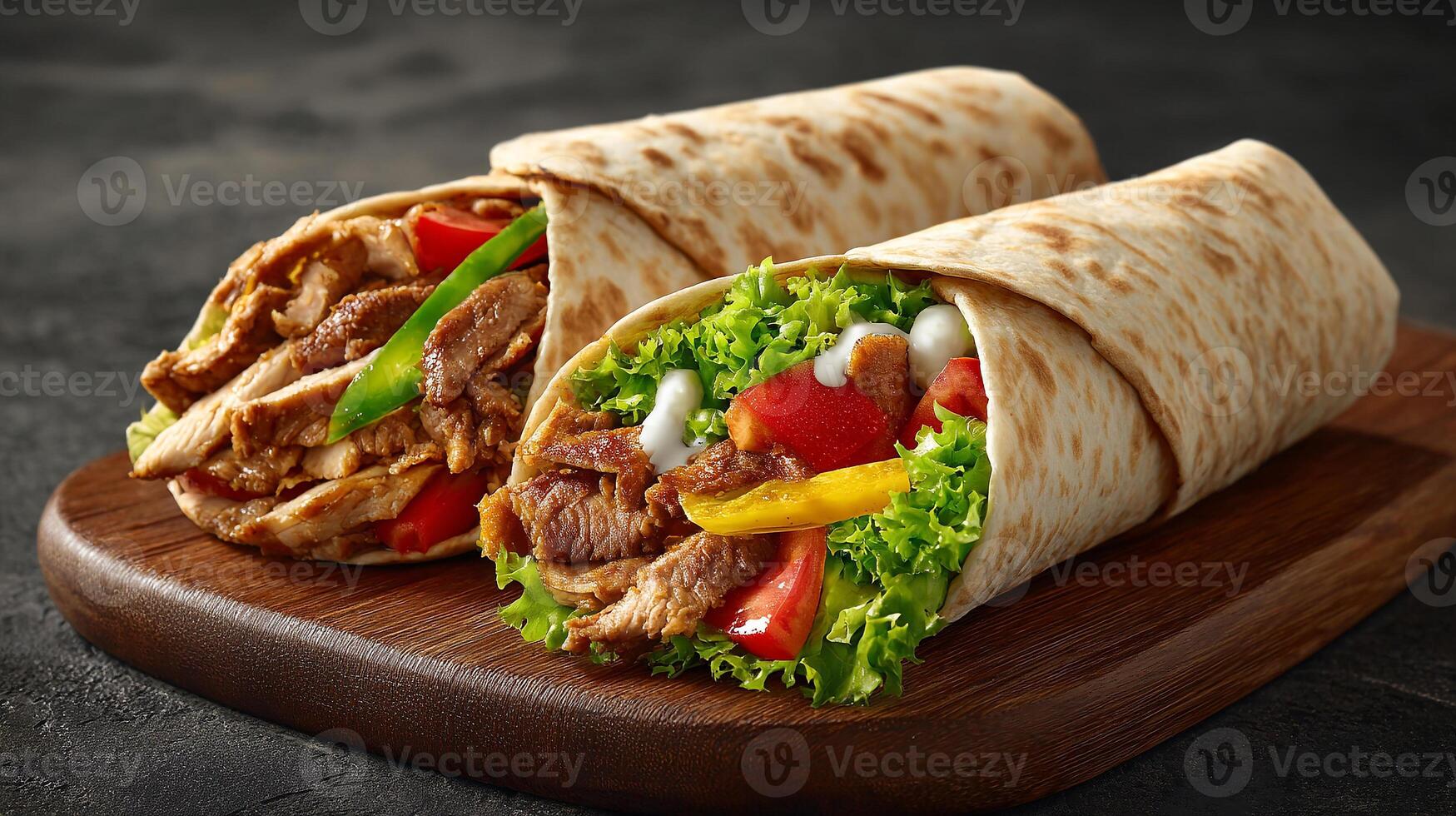 Colorful fresh shawarma roll in high resolution photo