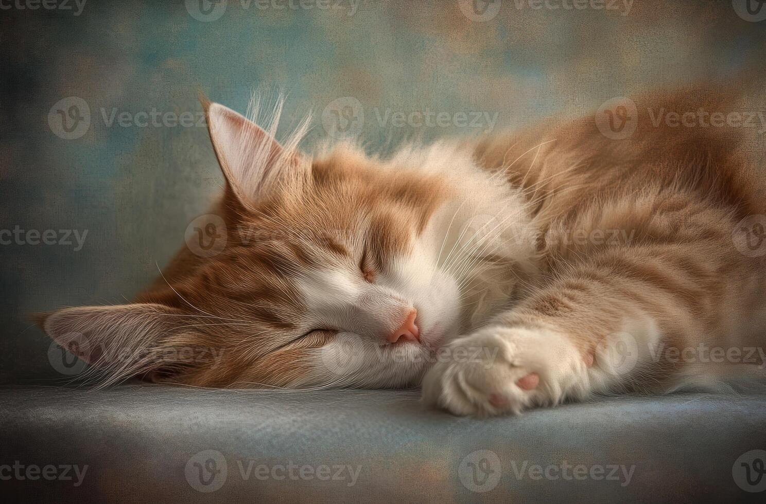 A Ginger Cat Peacefully Sleeping Softly photo