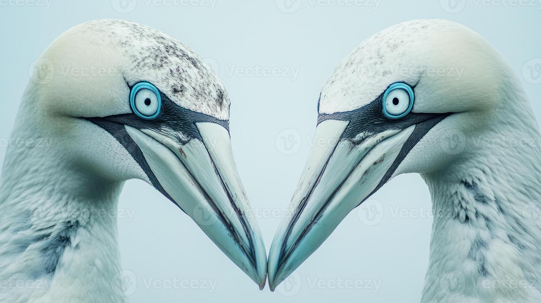 Two seabirds facing each other displaying interesting eye contact photo