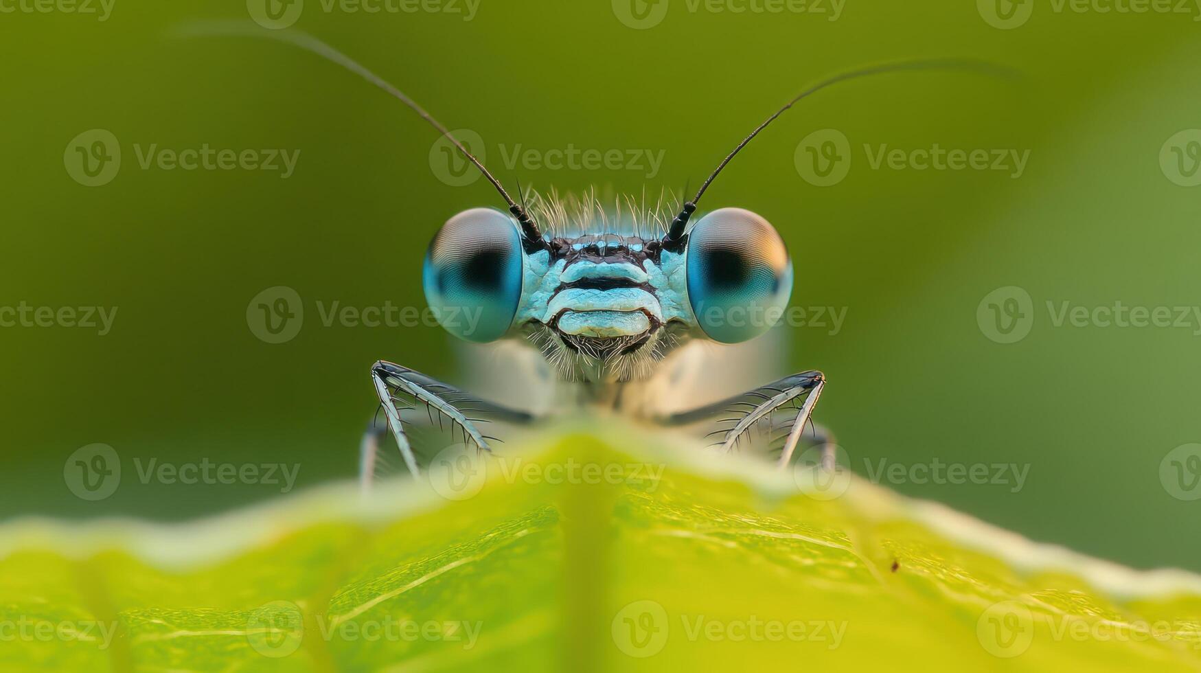 A close up image showing a damselfly looking towards the viewer photo