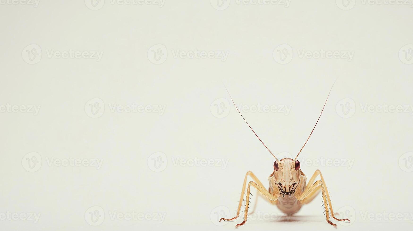 A small insect poses for a close up photograph in a studio photo