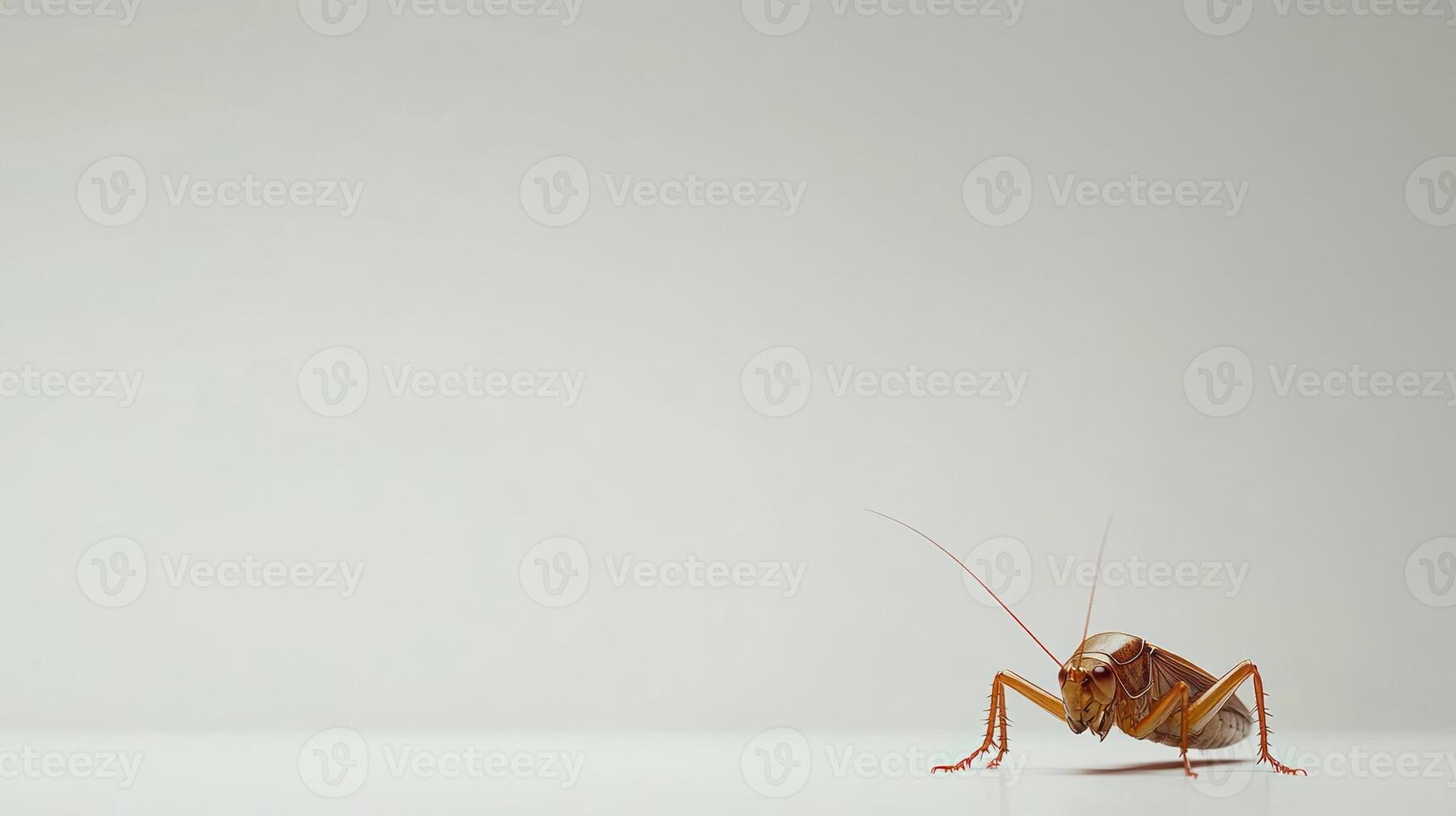 An insect is seen standing against a simple plain background photo