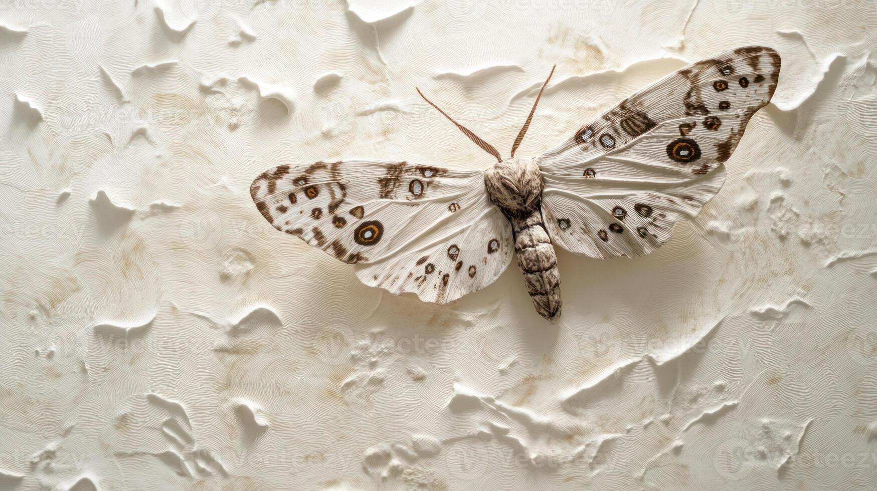 A moth displayed on textured surface with complex details and patterns photo