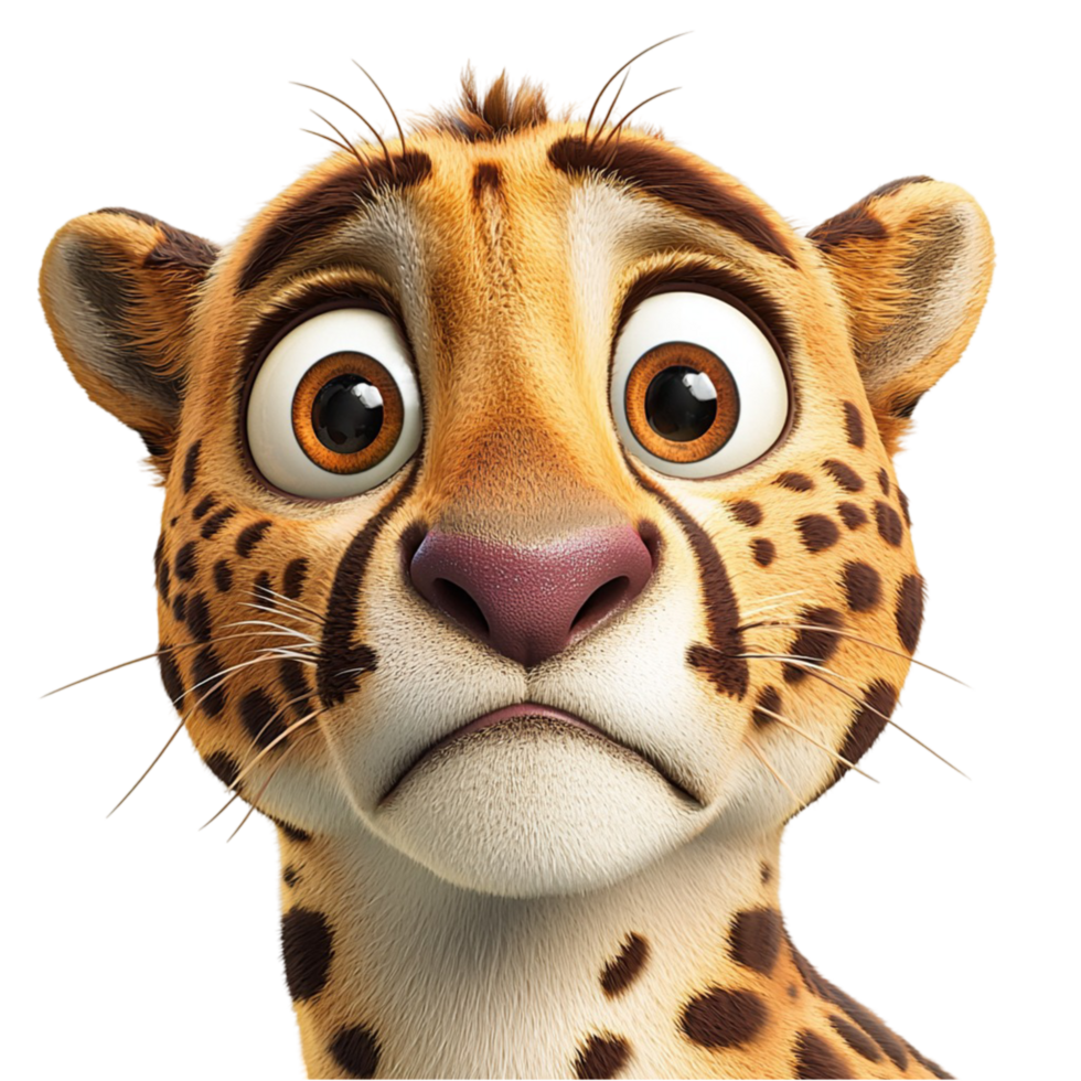 Cute cartoon cheetah playful expression a charming image representing On Transparent Background png