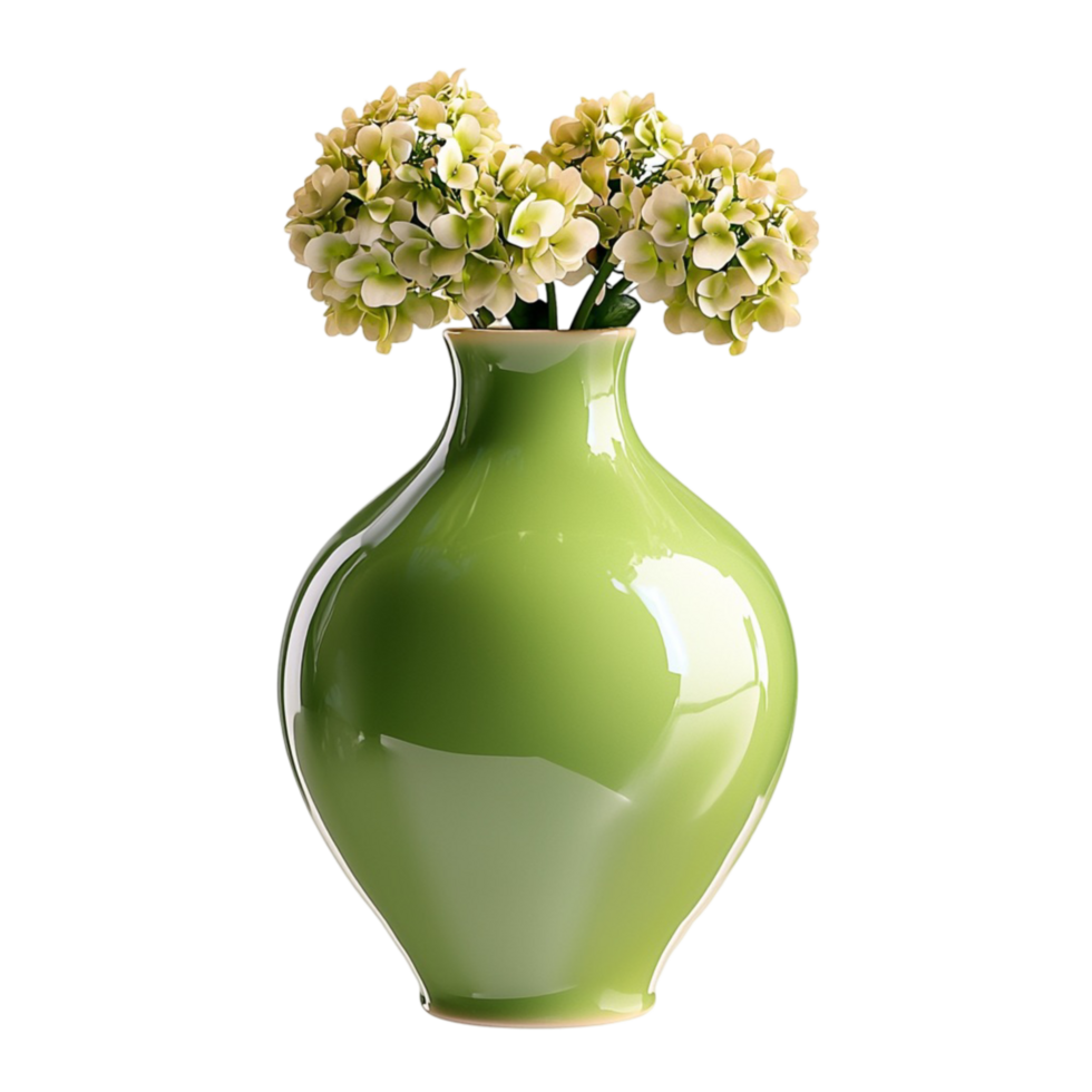 Elegant green glass vase slender neck a decorative object On Transparent Background png