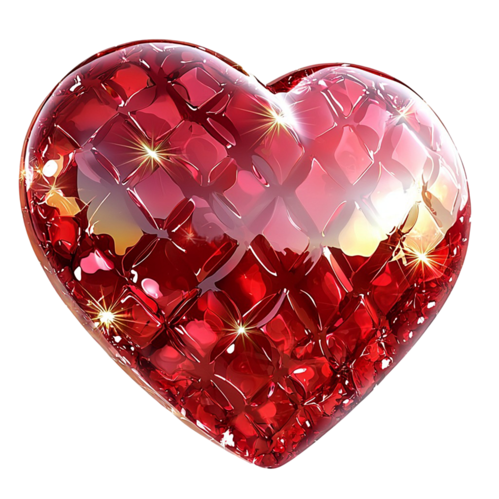 Red heart sparkling glitter texture a classic symbol of On Transparent Background png