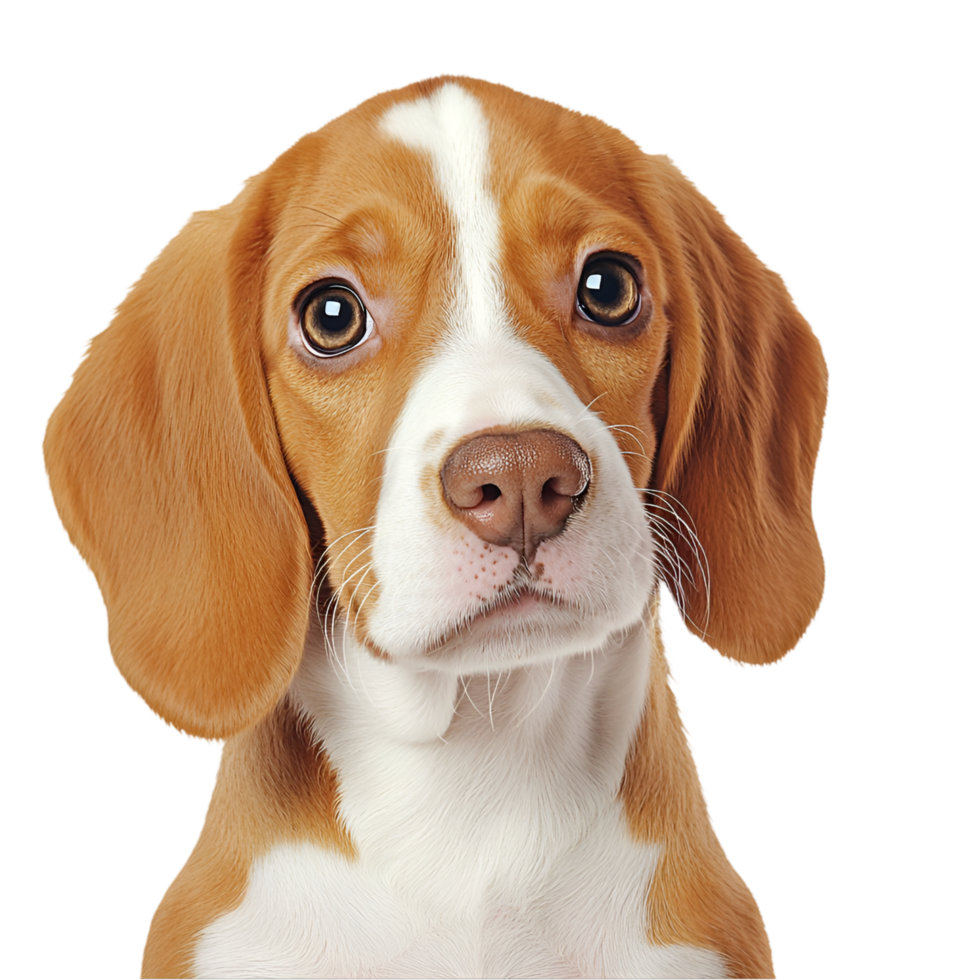 Beagle dog brown white markings friendly canine expression png