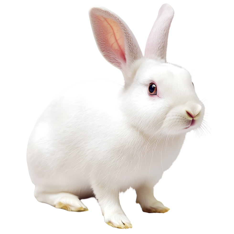 White rabbit pink nose fluffy soft fur texture png