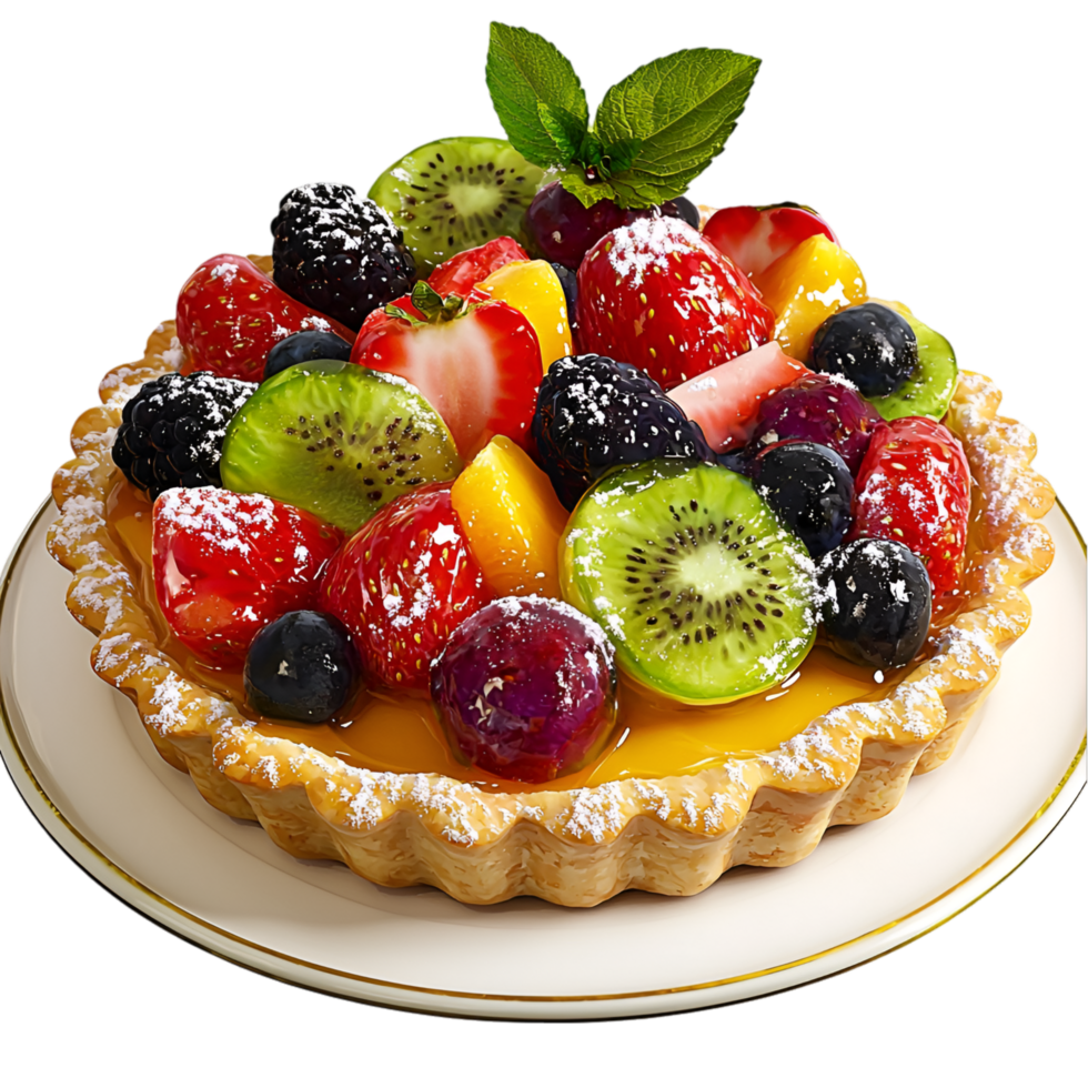 Delicious fresh berry tart colorful mixed fruit toppings arranged png