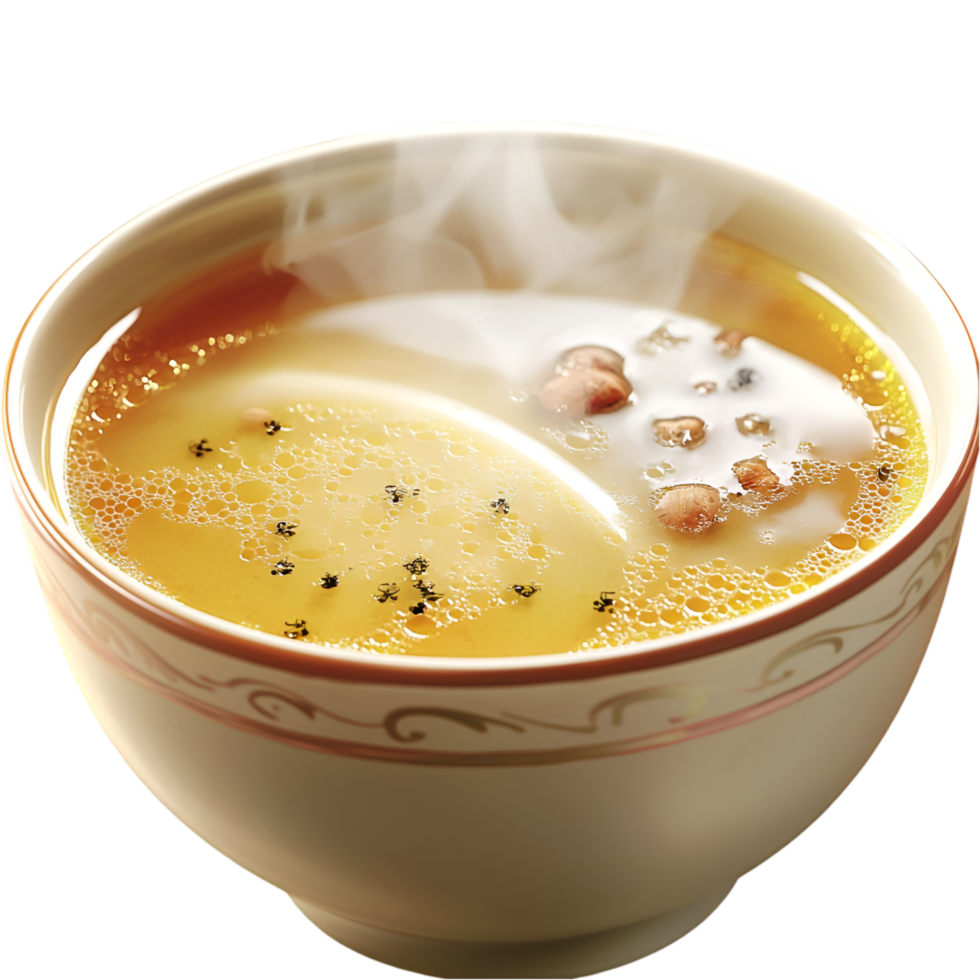 Creamy soup bowl garnish warm comforting homemade appearance png