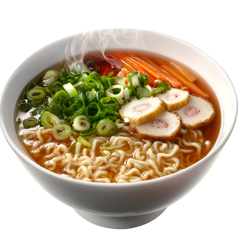Another ramen bowl different toppings green vegetables png