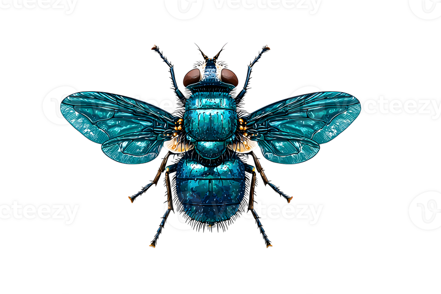 Vibrant Blue Insect with Detailed Wings and Body Perfect for Nature and Science Themes png