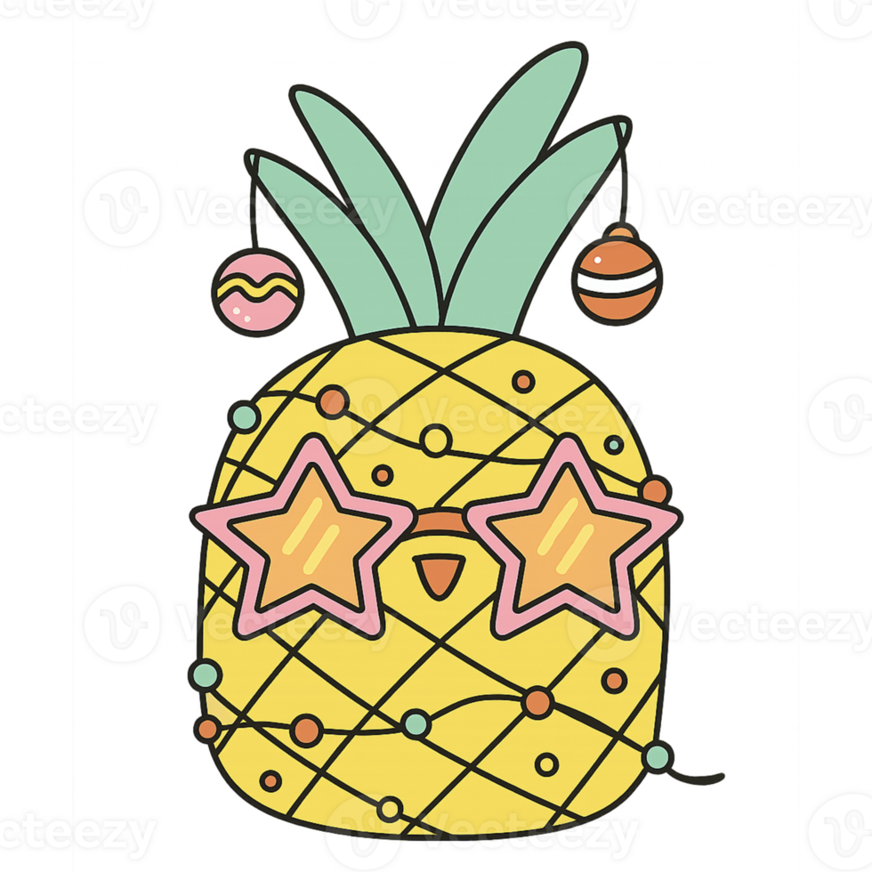 A pineapple with stars and a star on it png