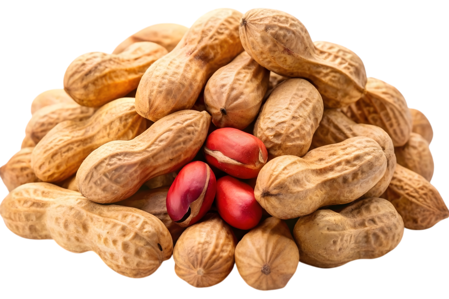A Tempting Pile of Roasted Peanuts in Their Shells, a Delicious and Nutritious Snack, Close-Up Studio Shot png