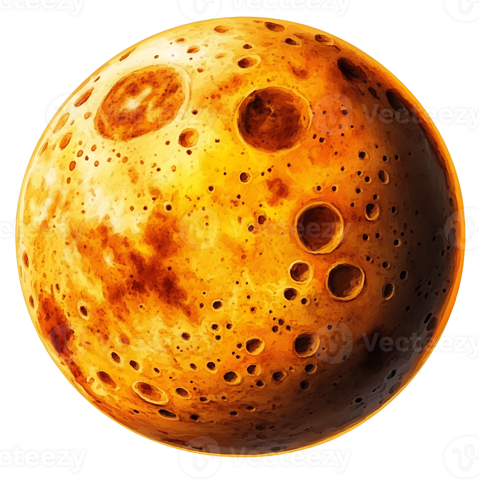 Detailed digital illustration of moon with fiery, volcanic png