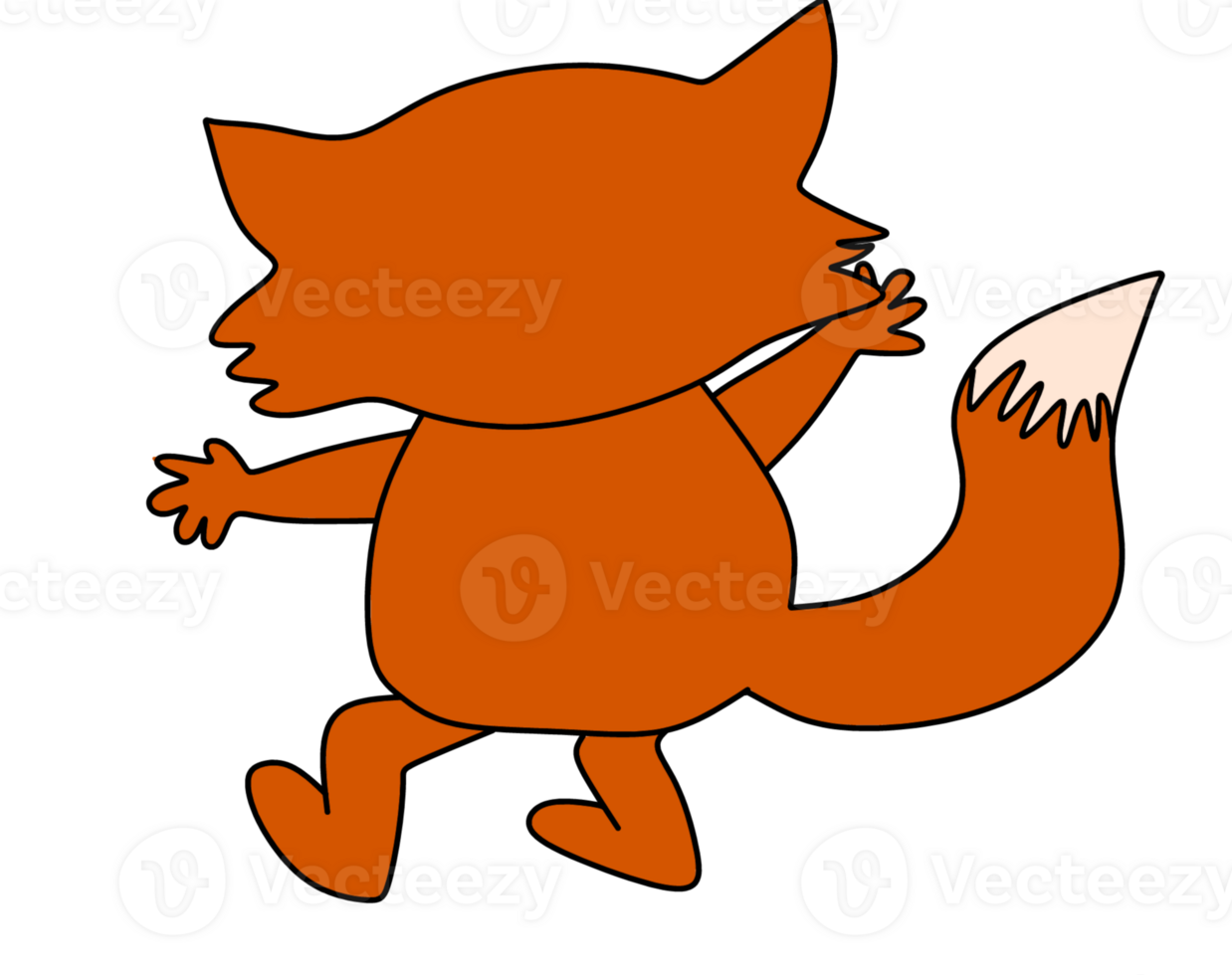 Back view of standing fox png