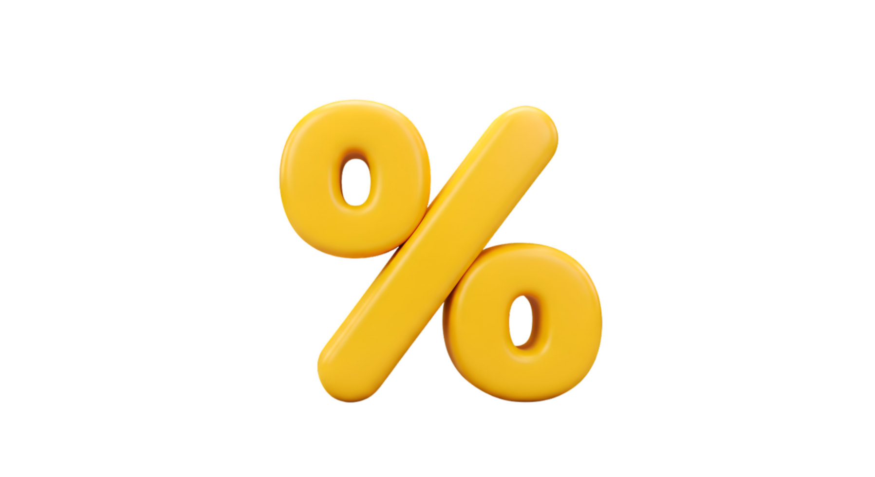 Glossy Yellow Percentage Sign with Rounded Edges and Soft Shadows png