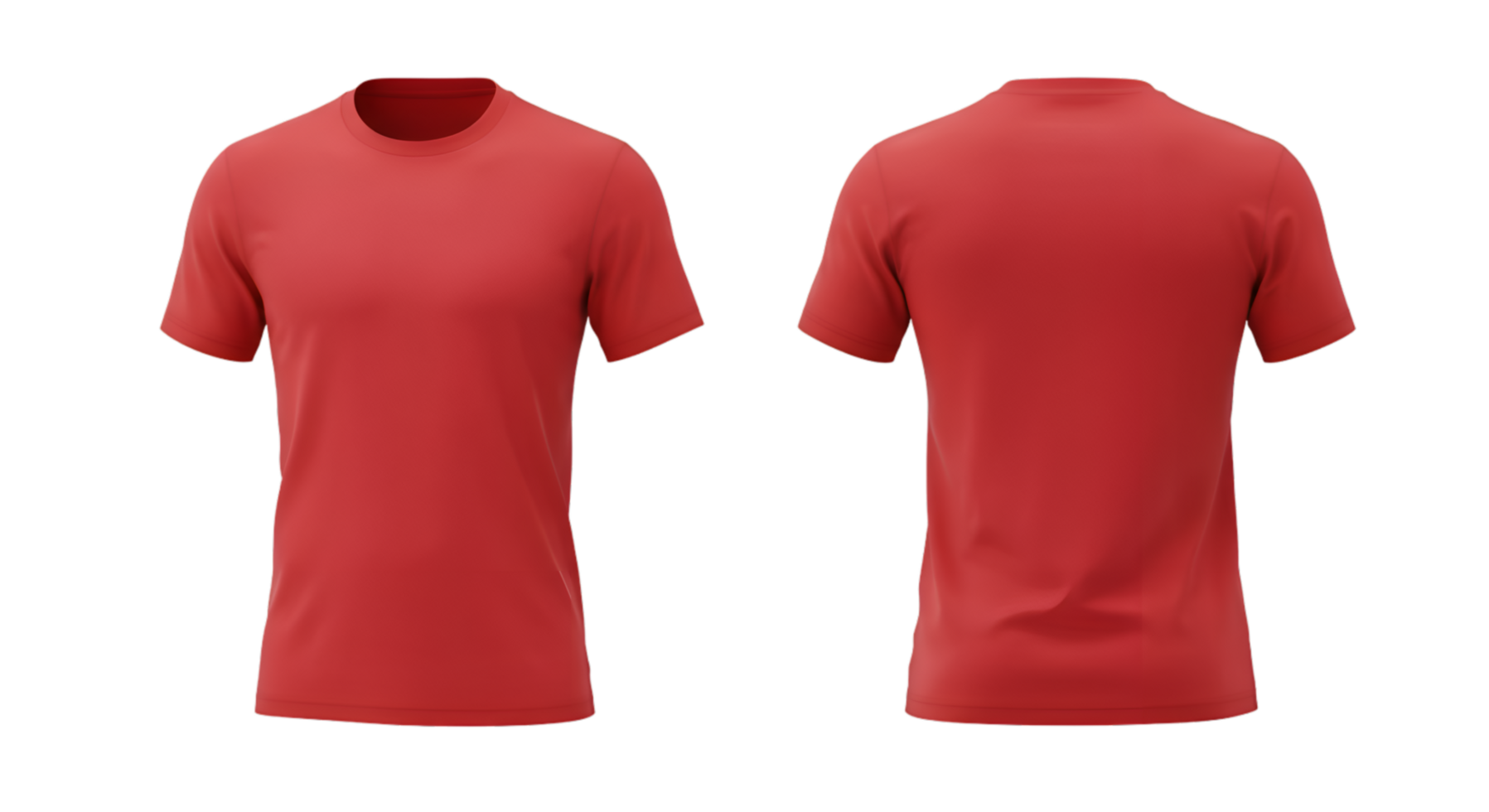 Crimson crew neck tshirt front and back view short sleeves casual wear png