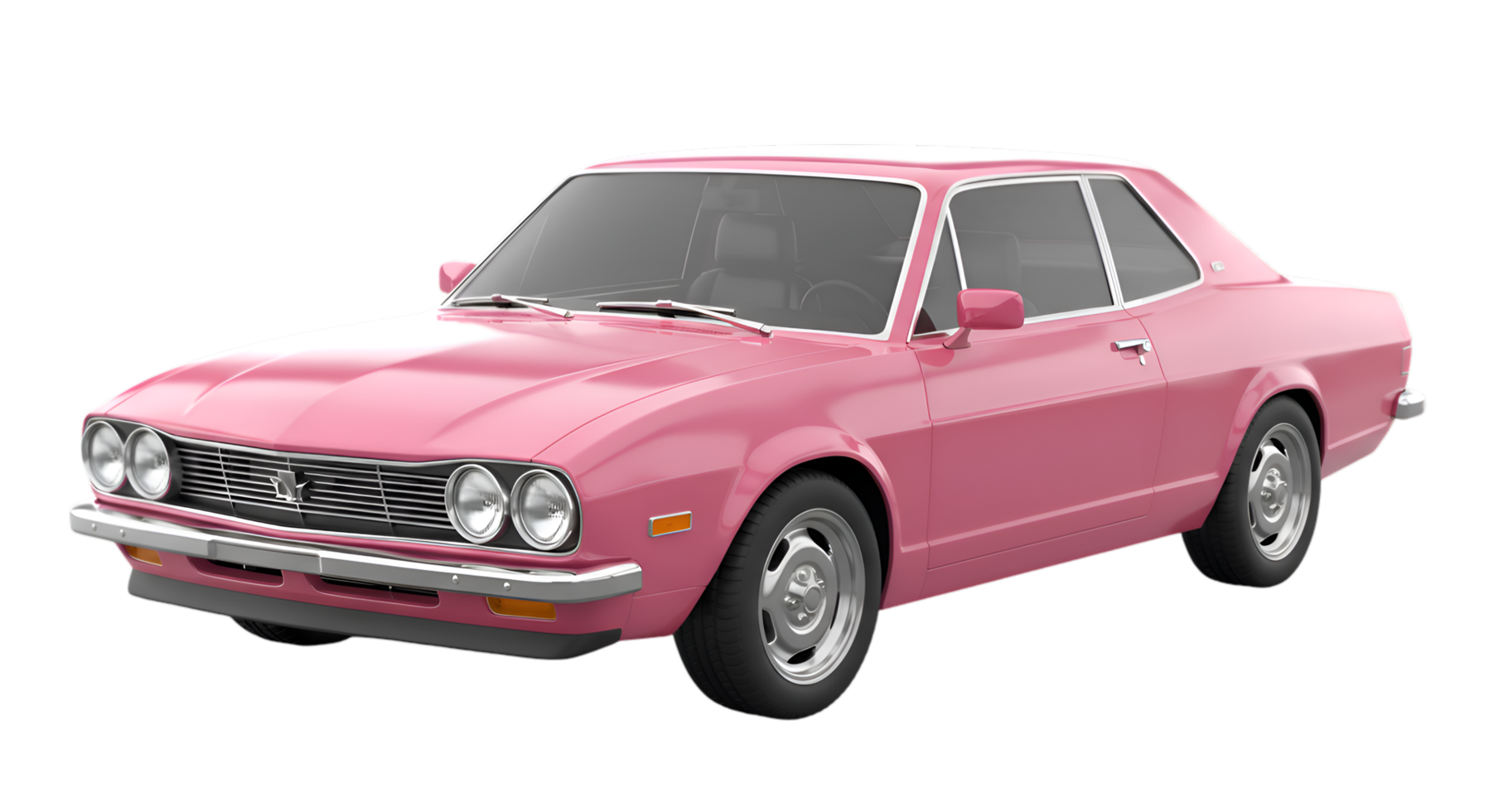 Front Quarter View of a Pink Jensen Healey Coupe with Silver Trim png