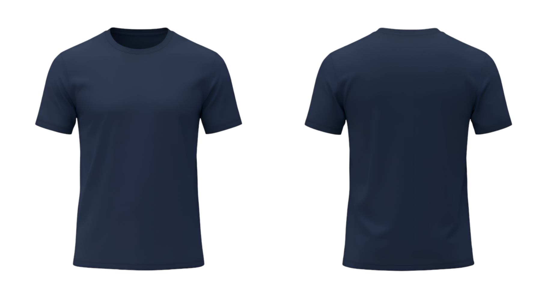 Front and Back View of a Dark Blue Cotton TShirt Mockup png