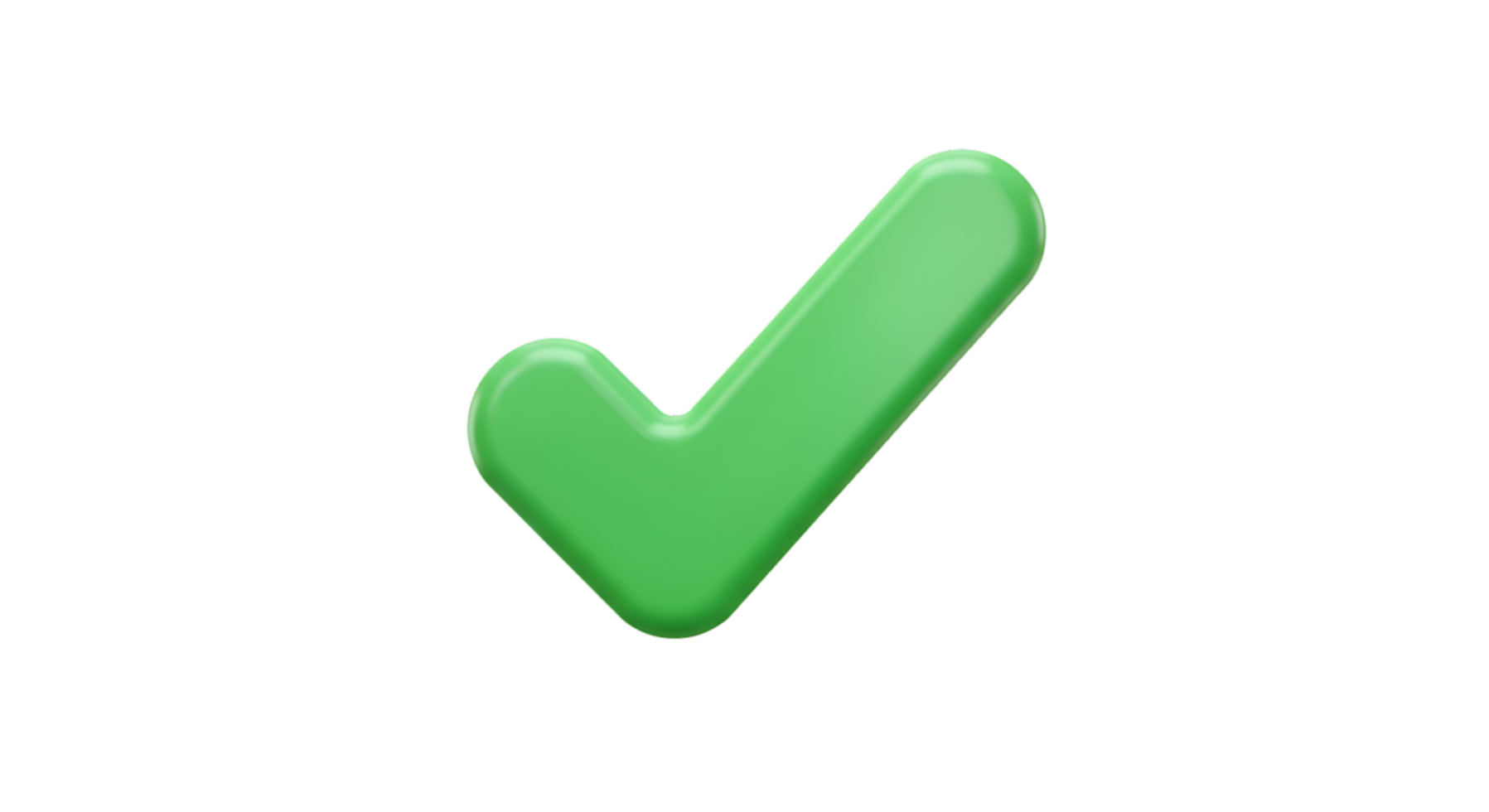 Glossy Green Check Mark Symbol with Rounded Edges and Subtle Shading png