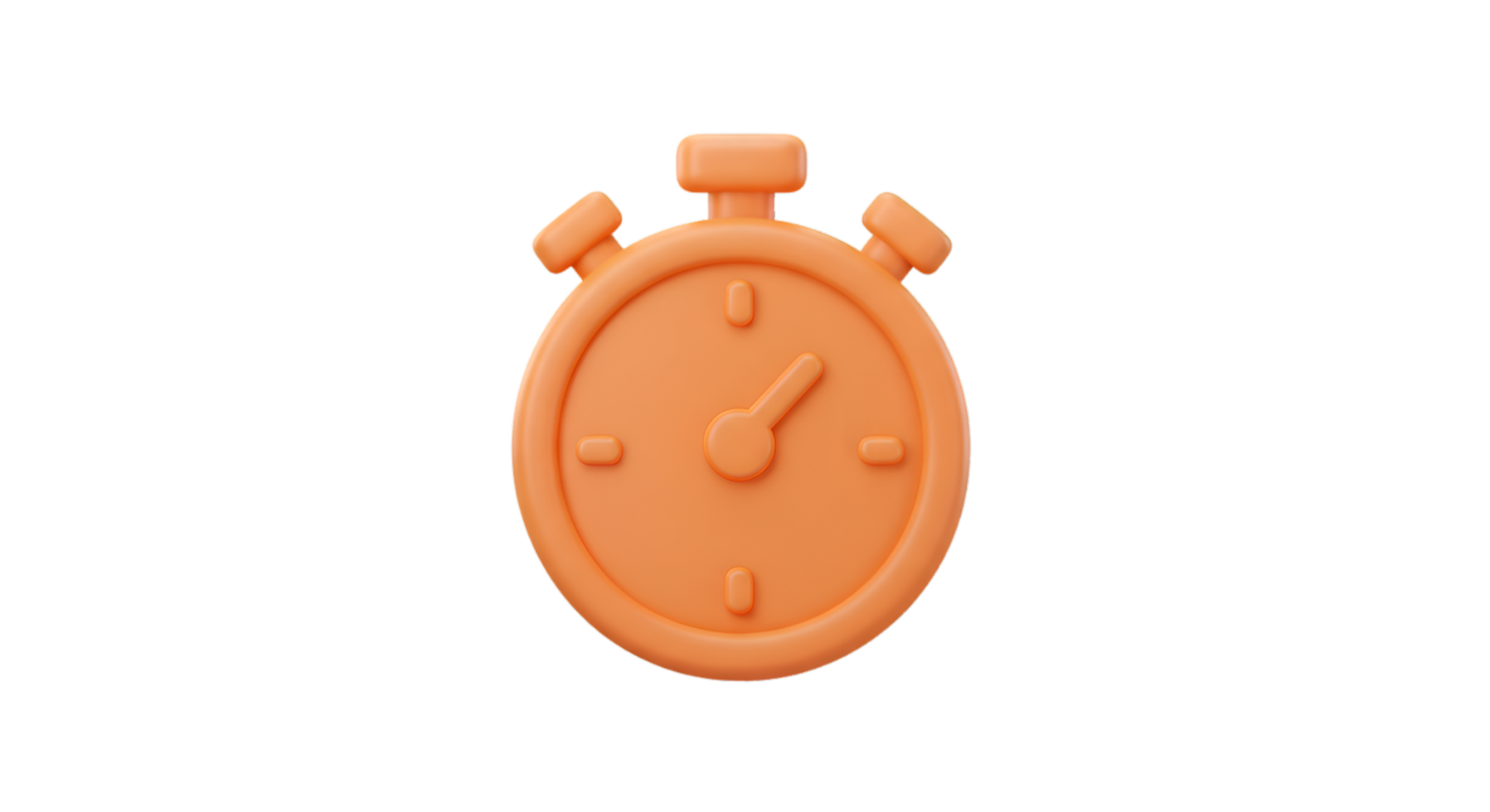 Orange 3D Rendered Stopwatch with Minute Hand Pointing to the Right png