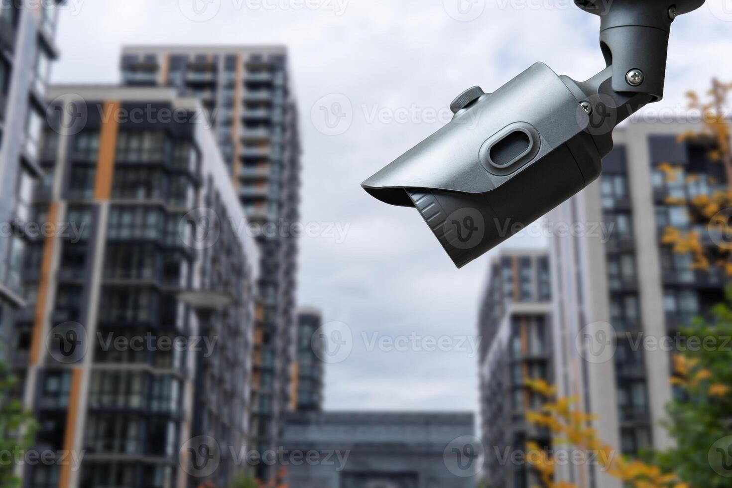 closeup of closed-circuit television CCTV in a apartment complex. photo